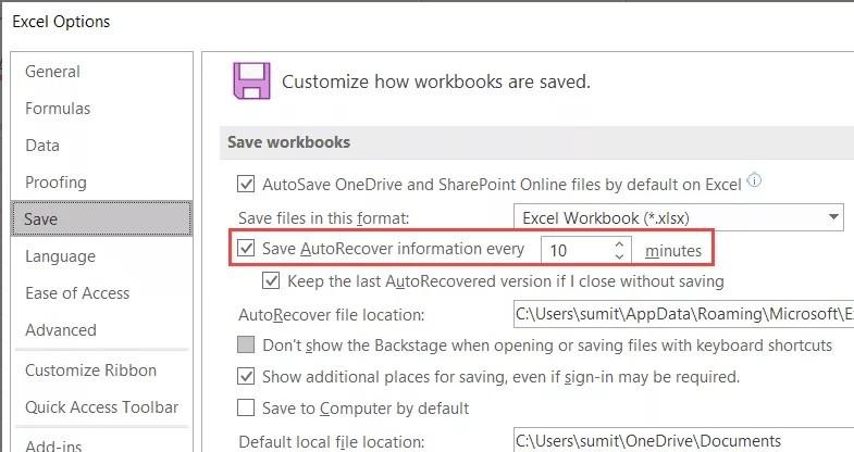 Hướng dẫn cách sử dụng tính năng Tự động lưu (AutoSave) trong Excel 